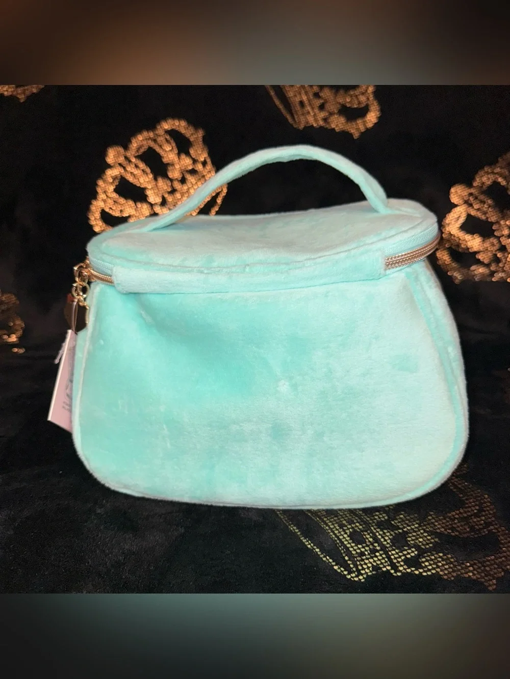 NWT Juicy Couture Velour Aqua Train Case Cosmetic Bag